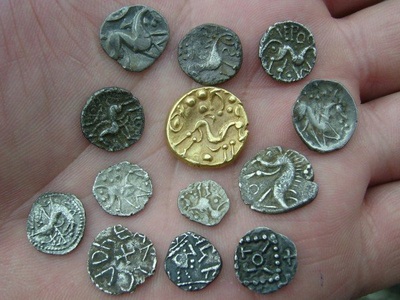 A handful of coins